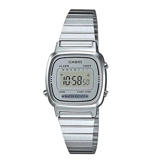 Relógio Casio Feminino Vintage Prata Mini Original Presente Moda Gift Mãe Barato LA670WA-7DF