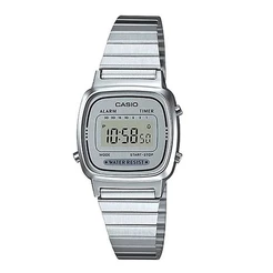 Relógio Digital Feminino Casio Vintage Prata Mini Original LA670WA-7DF Relógio De Pulso Feminino