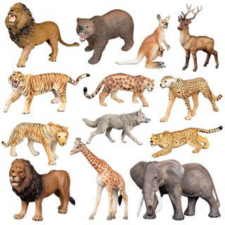 15CM Simulação Modelo De Animal Selvagem Girafa Elefante Leão Tigre Presente De Brinquedo Infantil