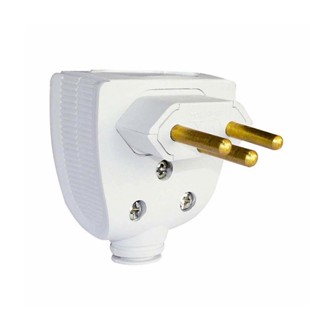 Plug Macho 2P+T 10A 250V Lateral/Axial Com Prensa Cabo Pial