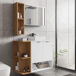 Gabinete Banheiro Ibiza 2 Portas Cuba e Armario Espelheira em Oferta na Shopee