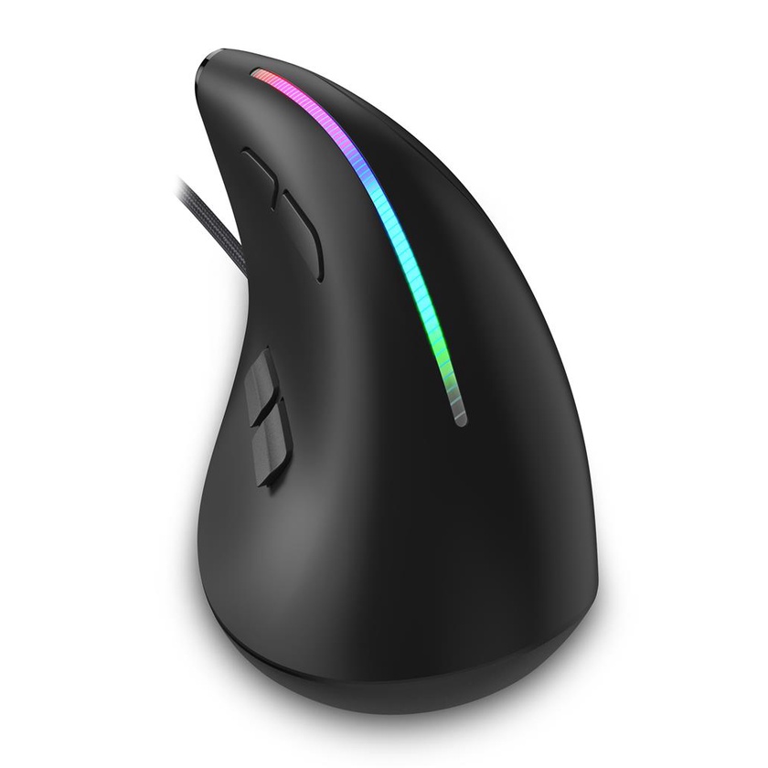 Mouse Optico Vertical Ergonomico Com Fio Usb Com Led 9 Botoes Dpi 12800 D7