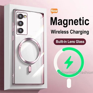 Capa Macia À Prova De Choque Para Samsung Galaxy S20 Ultra 5G S20 FE 4G Plus S20 + De Luxo Carregamento Magsafe Magnético Sem Fio Proteção Da Lente Câmera Transparente De Silicone Anti Impacto Choque Square Phone Case