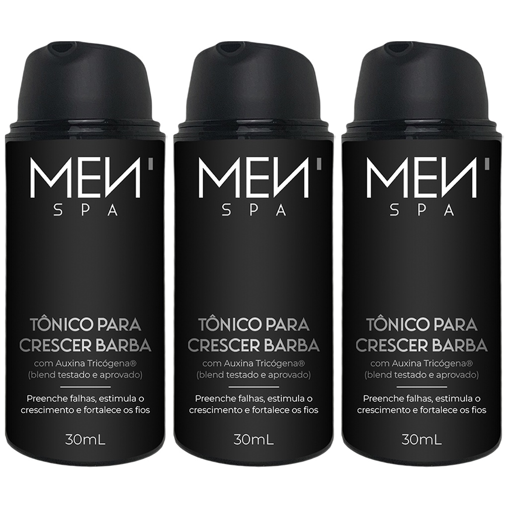 Kit 3 Tônico para Crescer Barba - Tratamento 90 Dias Menspa