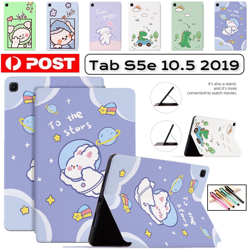 Folio Shell Para Samsung Galaxy Tab S5e 10.5 2019 SM-T720 T725 Cartoon Pattern Livro De Desenho Animado Smart Flip Book Capa À Prova De Choque Em Couro