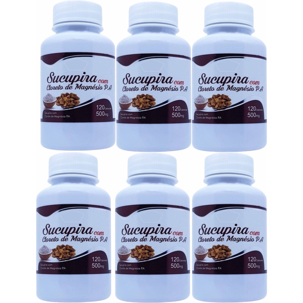 Sucupira Cloreto Magnésio Pa 6 frascos x 120 Cápsulas 500mg  720 capsulas