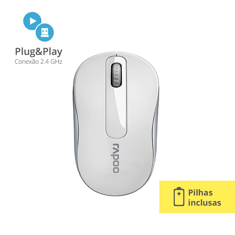 Mouse M10 com 5 Anos de Garantia 2.4 ghz Pilha Inclusa Rapoo RA008 White
