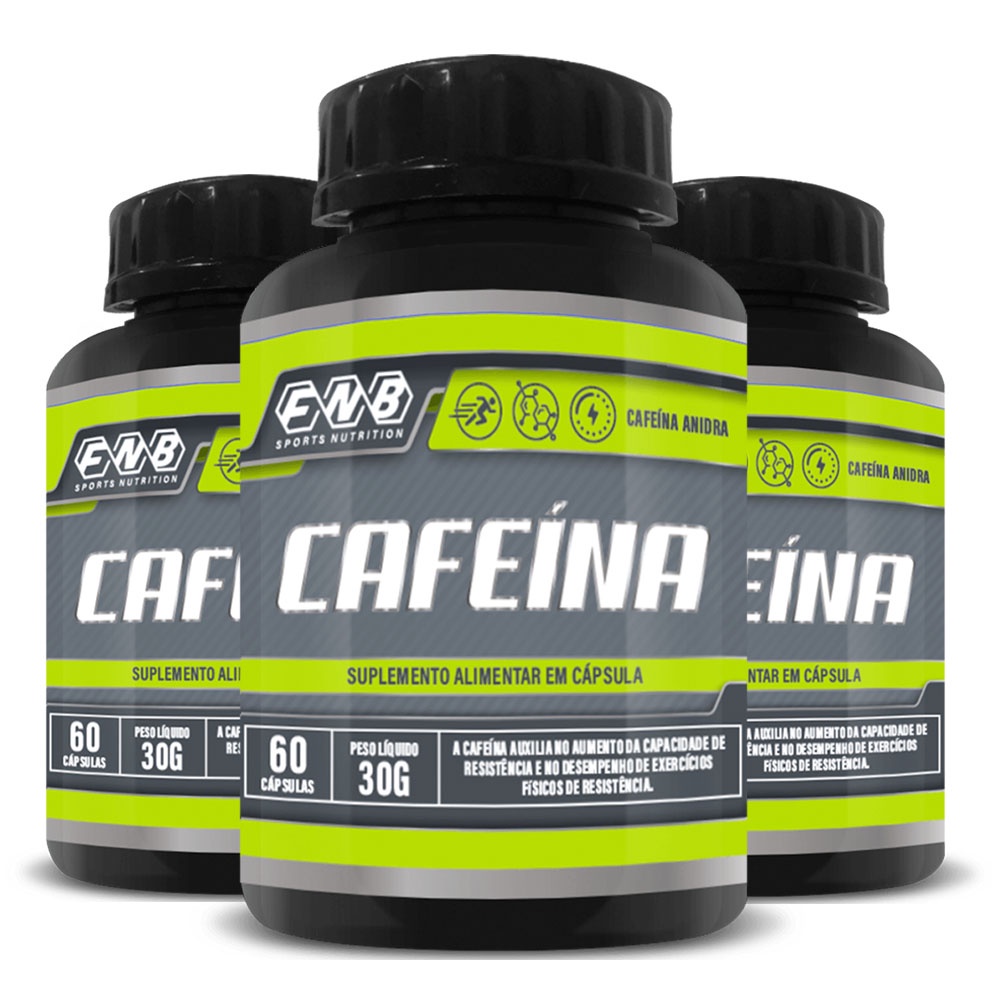 Pré Treino Cafeína 200mg Kit 3x 60 Caps - Flora Nativa FNB Sports