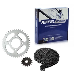 Kit Relação Transmissão Honda CG 125 Titan / Today / Cargo TITANIUM Aço 1045 Riffel 71788