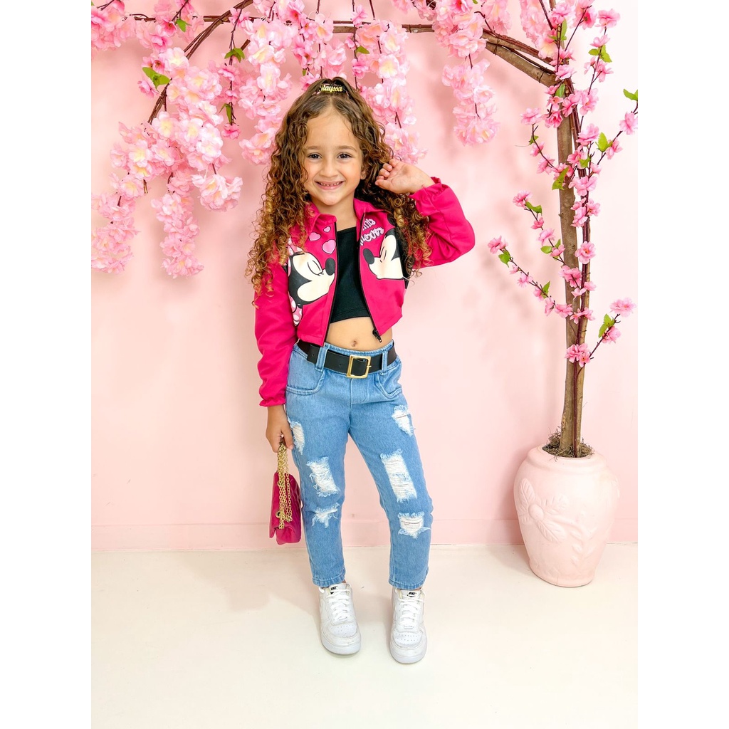 Conjunto infantil menina blogueirinha 4 peças Minnie