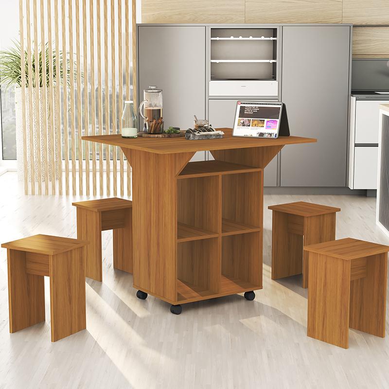 Mesa Dobrável Annie Com 4 Bancos De Encaixe e Rodízios em Oferta na Shopee