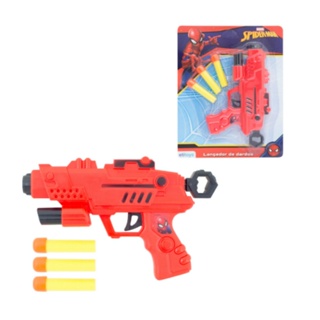 Pistola de brinquedo lança dardo homem aranha spider man aventura e diversão 4 dardos para ação em Oferta na Shopee