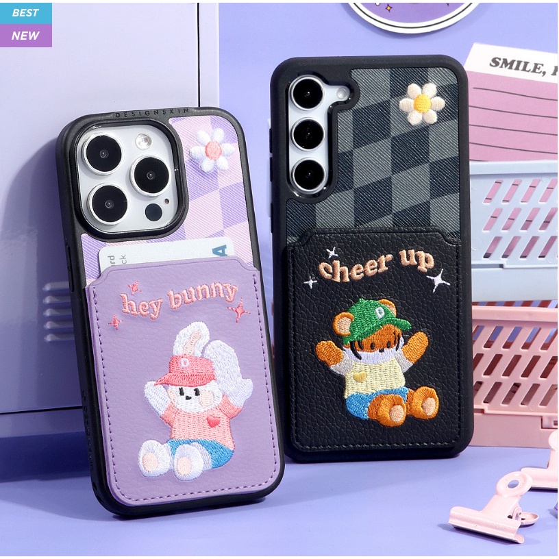 Design Skin-Bordado Bunny Caixa De Cartão De Xadrez Tigre Compatível Para iphone