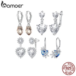 Brincos Bamoer 925 Prata Gorgeous Zirconia Ganchos De Jóias De Moda Feminina