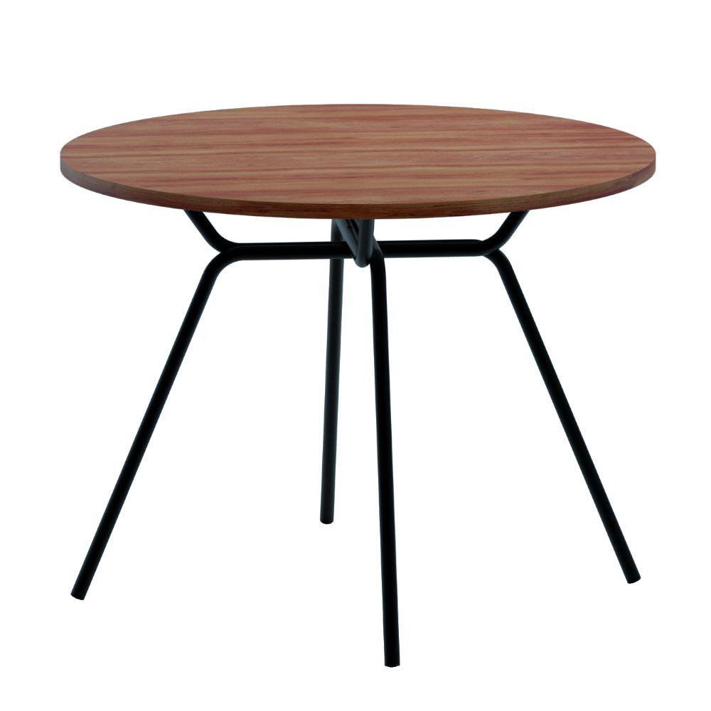 Mesa Redonda Carraro 1588 77x100cm Tubo Com Tampo De Madeira em Oferta na Shopee