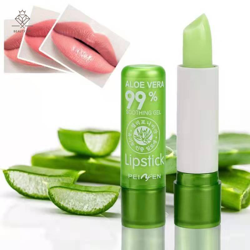 Batom Aloe Vera 99% Lip Balm Cor Mágica Mudança De Temperatura Suhu Badan