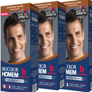 Kit 3 Colorações Tonalizante Castanho Claro Men Bozzano