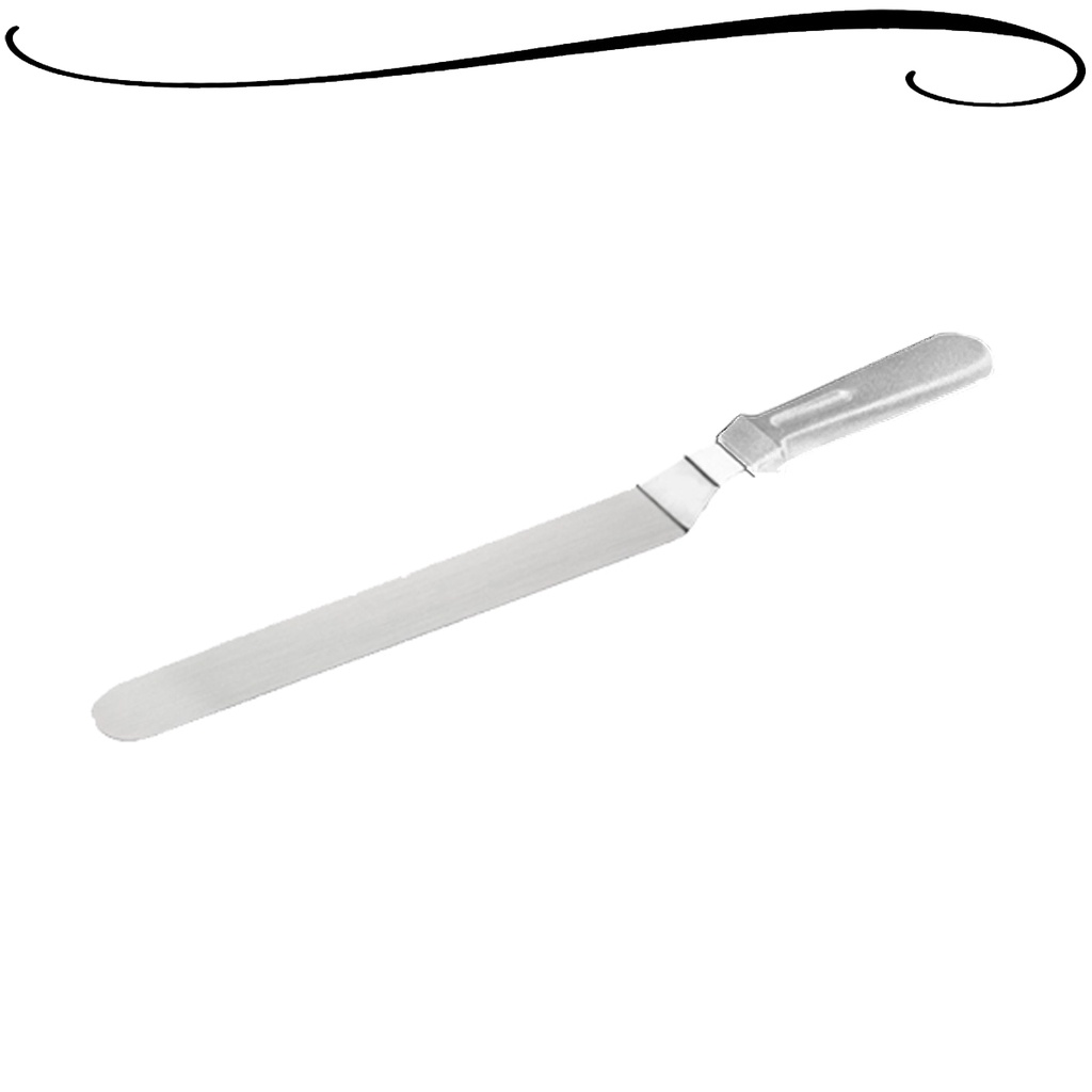 Espátula de Confeiteiro Curva Profissional  Aço Inox e Plástico Sobremesas Bolos Tortas