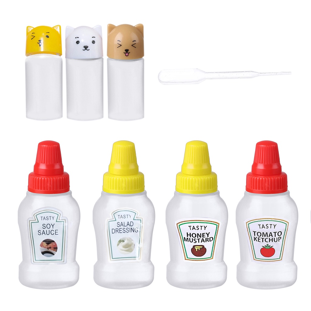 Mini Frasco De Molho Frascos De Ketchup Refiláveis Para Salada De Mel Portátil Caixa De Almoço Dispensadores Crianças Adultas Bento