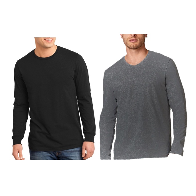 Kit 2 Camisetas Manga Longa Preta e Cinza Masculina - Men Clothes