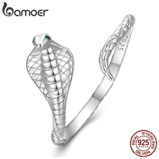 Bamoer 925 Silver Cobra Opening Ring Fashion Jewellery Para Estudantes E Presentes Femininos BSR395