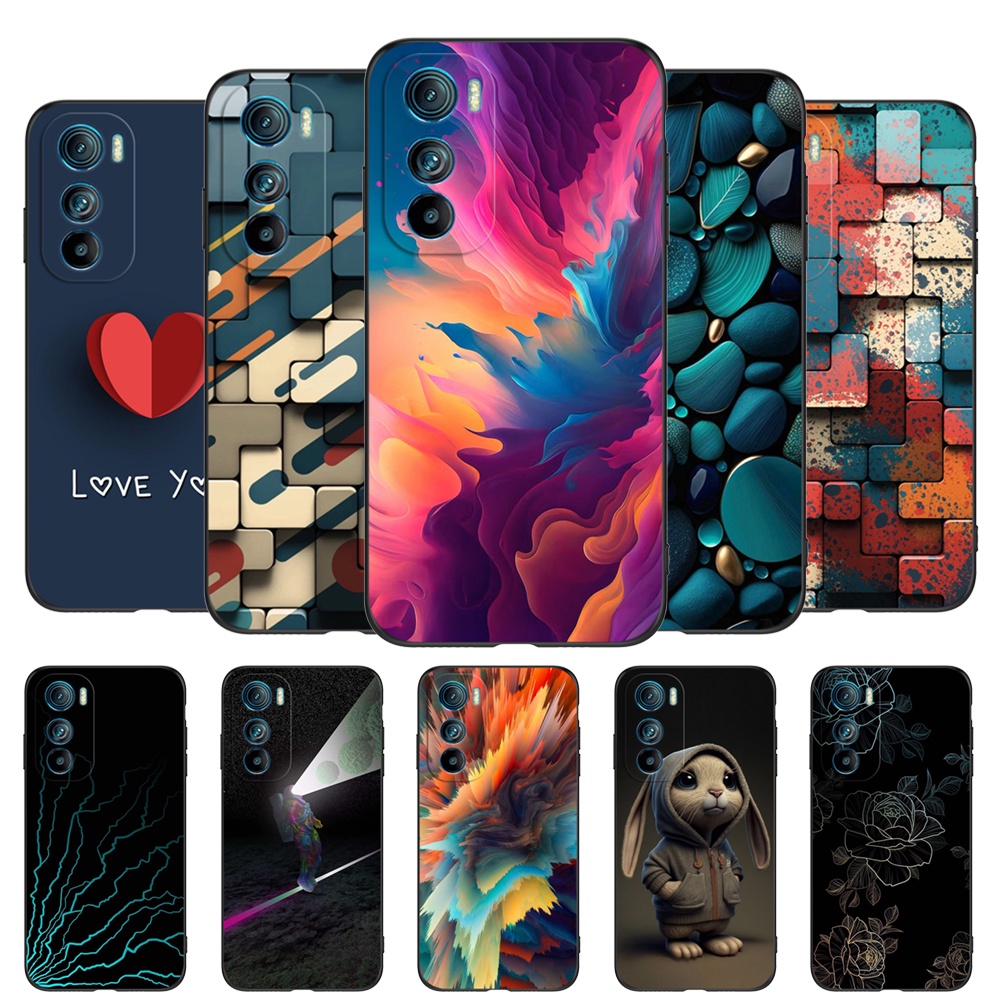 Estojo Para Motorola Edge 30 5G Capa Traseira Em Silicone Macio Moto Phone Edge30 Protetor Preto Tpu Creative Art Cartoon