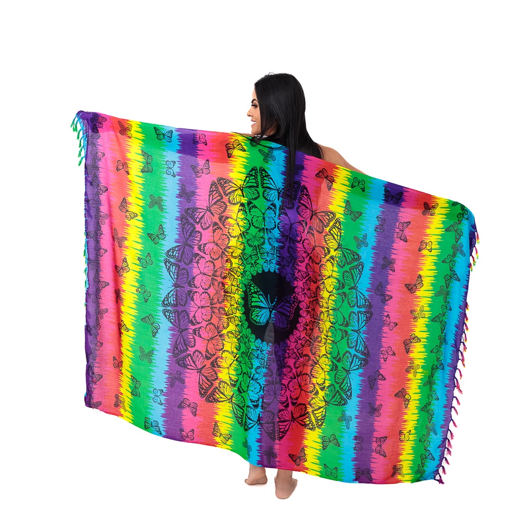 Canga de Praia Viscose Estampada Borboleta Melhor Qualidade - Sports & Outdoors