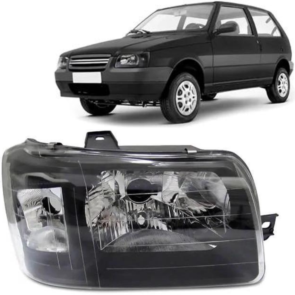 Farol Fiat Uno Fiorino Mascara Negra 2004 Até 2013