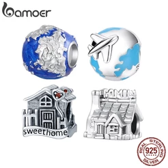 Bamoer 925 Silver Earth and House Charm Beads De Prata Acessórios De Bricolagem Para Pulseiras