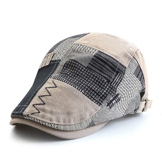 Designer Chapéu De Boina Homens Newsboy Retro Patchwork Espinha De Peixe Plana Gatsby De Cabbie