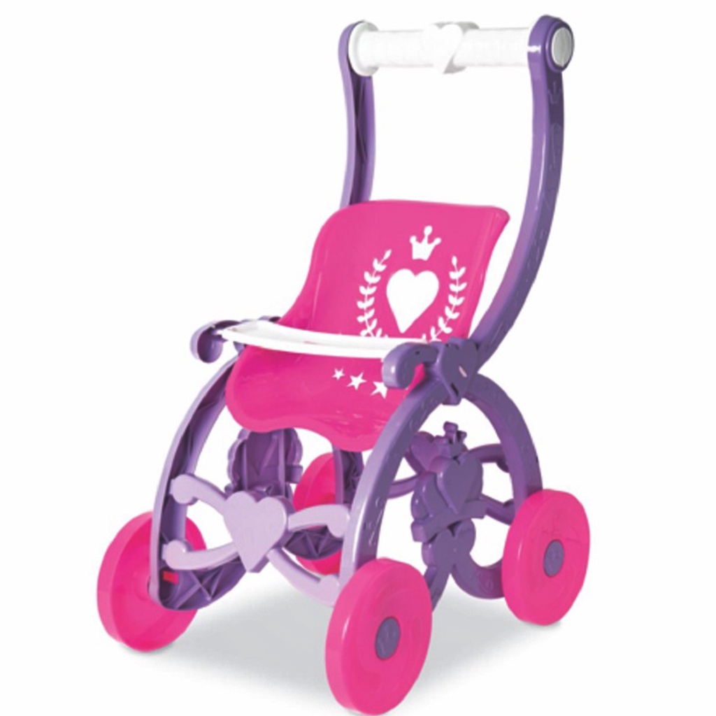 Carrinho De Boneca Princesa Florzinha Rosa C/lilas Brinquedo Infantil Encantado Lugo acessorio de boneca Baby Alive Bebe