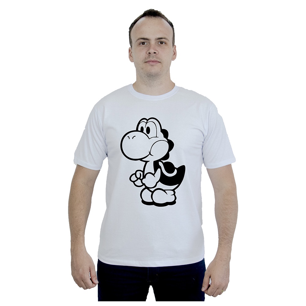 Camiseta Algodão Feminina Masculina Gola Redonda Mario Yoshi