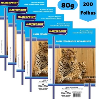 Papel Fotográfico Adesivo 80g A4 Glossy 200 Folhas Masterprint