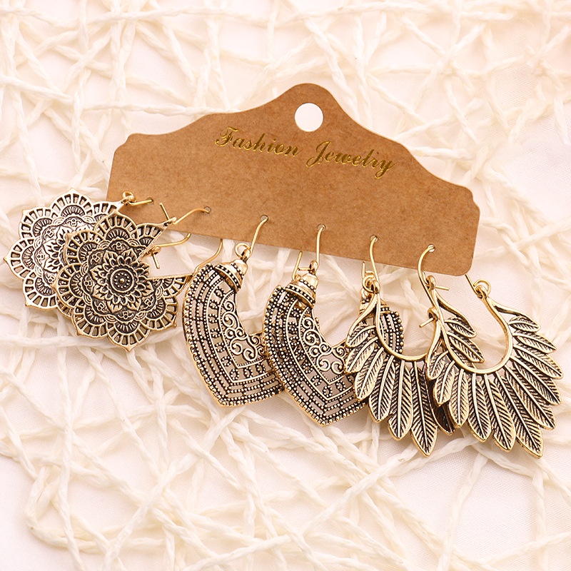 Brincos De Noiva Bohemia Conjunto De Vintage Ethnic Long Round Leaf Tassel Casamento Gota D'água Para Meninas Declaração Jóias