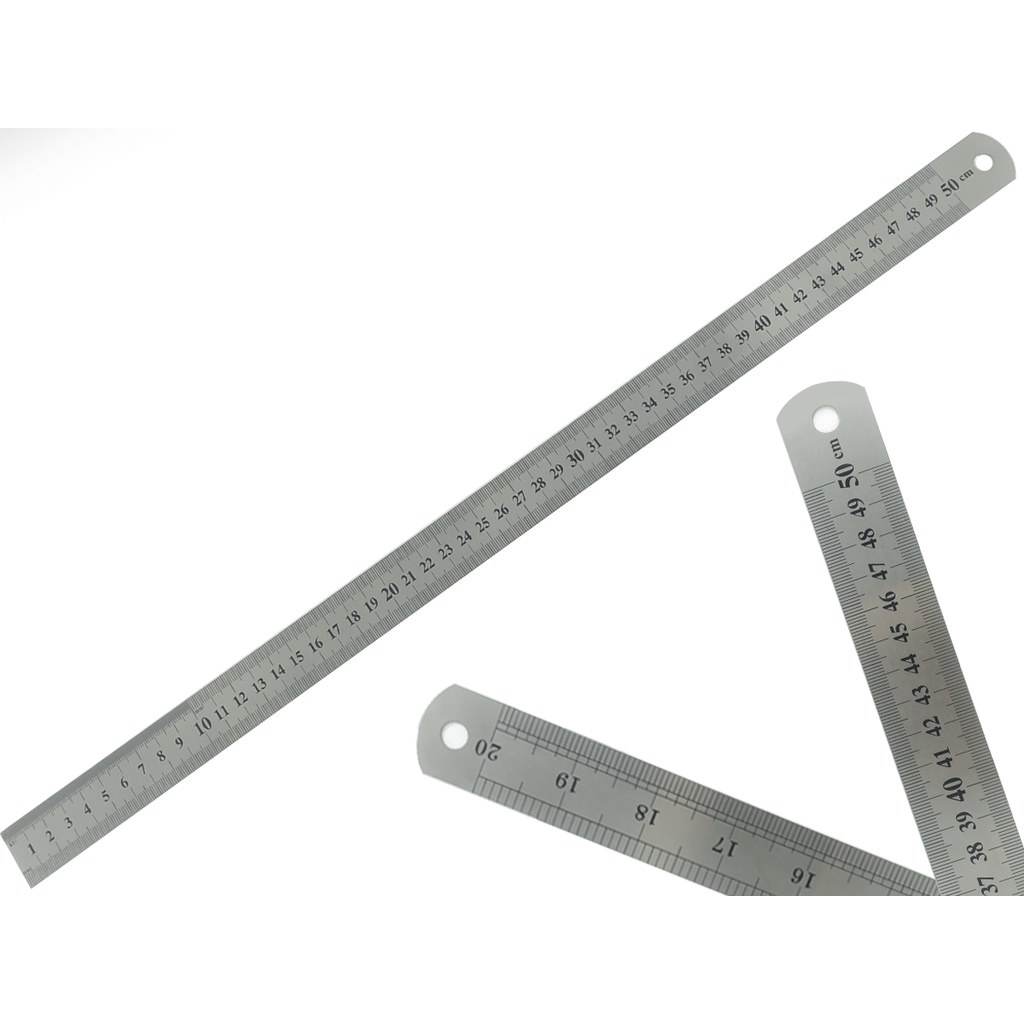 Régua Escolar De Metal Aço Inox Tamanho 50 cm Engenheiro Escritório Resistente Marcação Baixo Relevo