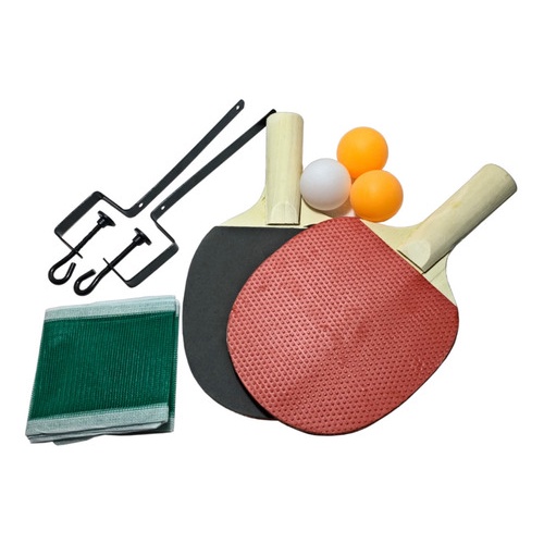 Kit 2 Raquetes Emborrachadas Bolinha Ping Pong Tênis De Mesa rede com suporte