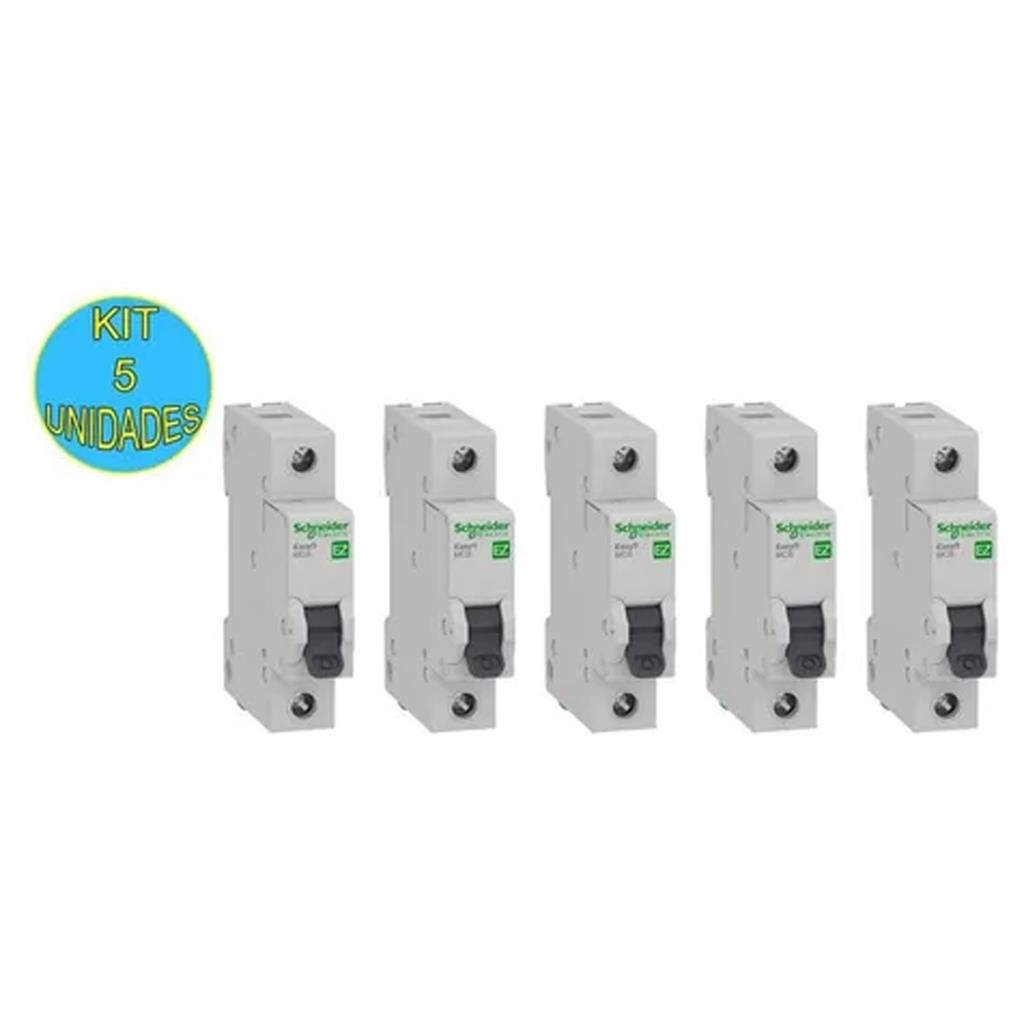 Kit 5 Disjuntor Mini Easy9 Monopolar 40A Curva C Schneider em Oferta na Shopee