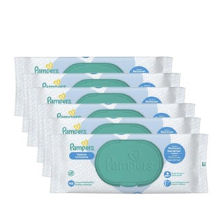 kit 6 Lenços Umedecidos Pampers Higiene Completa 48 Unidades