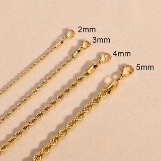 Colar De Corrente Torcida Vnox Para Mulheres Homens , Aço Inoxidável Folheado A Ouro 2/3/4/5MM Elo De Base
