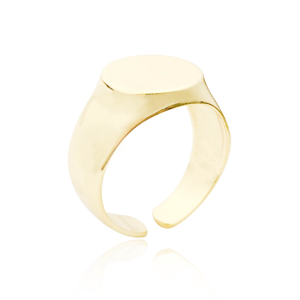 Anel Feminino Ajustável Polido Banhado a Ouro 24k Redondo Liso