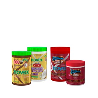 KIT NOVEX CREME PARA PENTEAR + CREME PARA TRATAMENTO 1KG CACHOS DE CINEMA E COCO