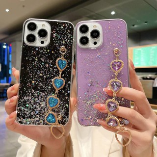 Bracelete De Amor Diamante Glitter Case Redmi 12 Nota 12 11 10 9 8 7 Pro 11s 10s 9s De Silicone Para Telefone Corrente De Pulseira Proteção Soft TPU Capa Preta