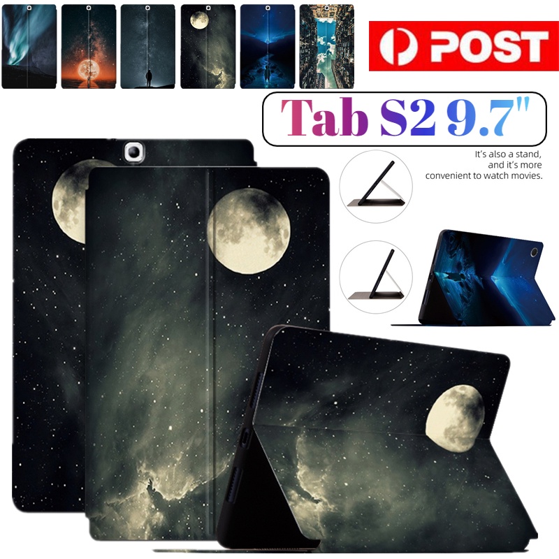 Folio Shell Para Samsung Galaxy Tab S2 9.7 SM-T810 T813 T815 T817 Cartoon Pattern Livro De Desenho Animado Smart Flip Book Capa À Prova De Choque Em Couro