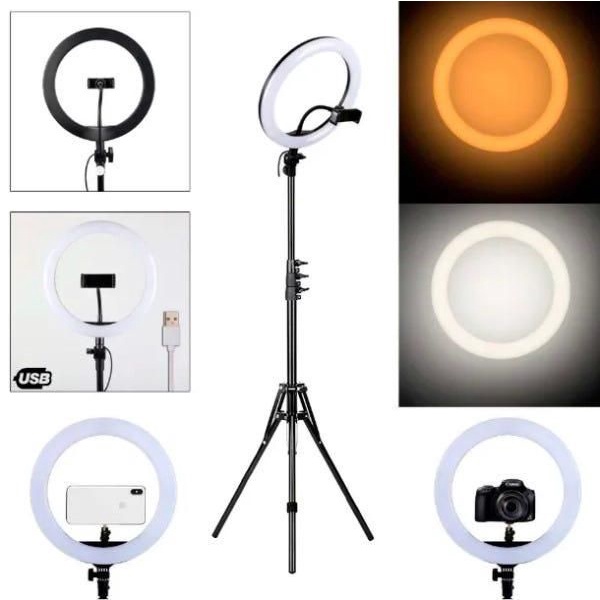 Ring Light Led Smd Completo Iluminador Portátil 10 12 14 Polegadas Com Tripé 1.10m Bivolt