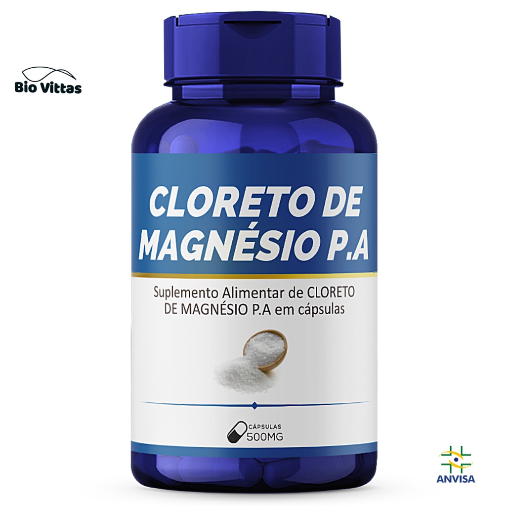 Cloreto de Magnésio Suplemento Nutricional Bio Vittas 60 Cápsulas de 500mg