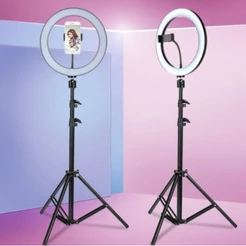 Ring Light Led Completo Iluminador Portátil Self 10 12 Polegadas com Tripé 1.10m