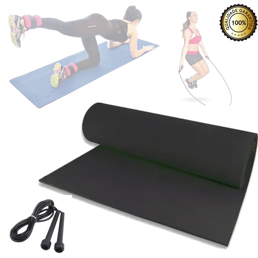 Kit Treino - Tapete De Eva Academia/pilates/yoga 120x50cm + Corda Pvc