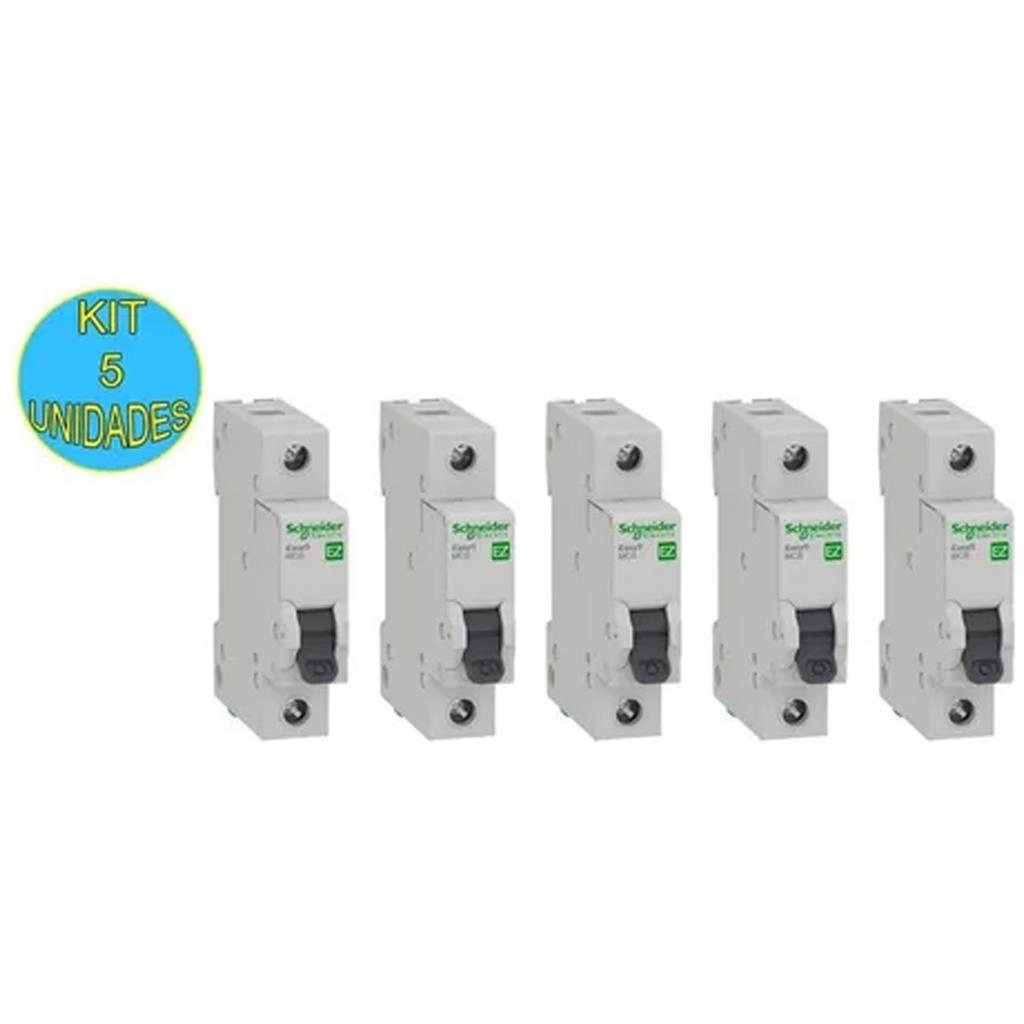 Kit 5 Disjuntor Mini Easy9 Monopolar 10A Curva C Schneider em Oferta na Shopee