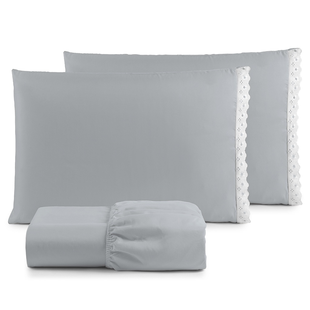 Kit Lencol Casal Queen Extra Macio 400 Fios Micropercal