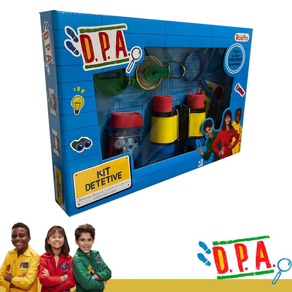 Kit Detetive DPA Binoculo, Bussola, Adesivos, Lanterna, Lupa